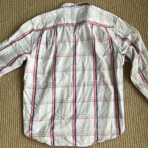 Tommy Bahama Shirt Hideaway Fronds Afterglow Silk Plaid SZ Medium Peach white - Picture 10 of 12